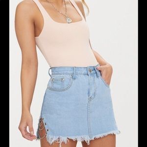 Prettylittlething Light Chain Denim Mini Skirt